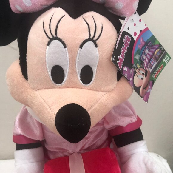 NWT Disney Minnie Mouse Plush Birthday Greeter with Pink Polka Dot Bow 22" Tall - Picture 2 of 14